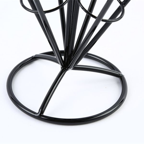 

4in1 french fry stand cone basket holder black iron rack ice cream shape food shelves bowl kitchen potato fries chips appetizers fruit veg