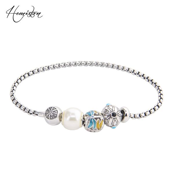 

hemiston pearl colorful dragonfly beads, karma bracelet rebel heart jewelry women ts bk413, Black