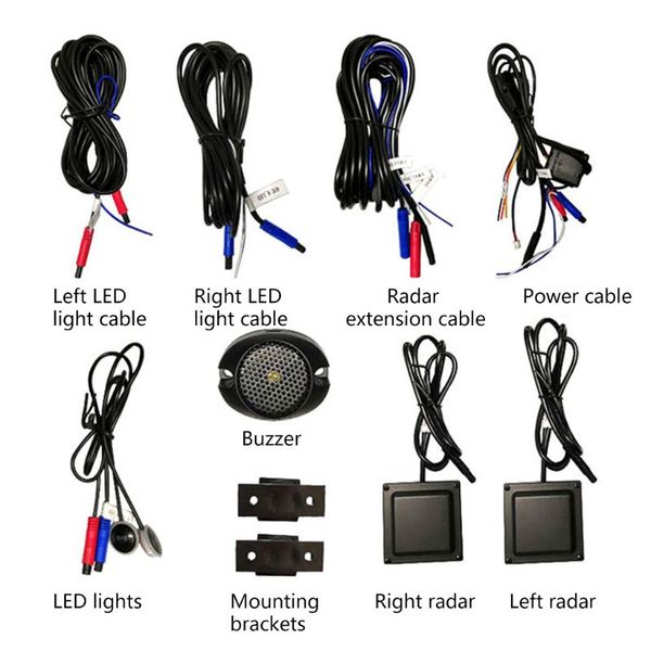 

bsm-24 two-color light warning microwave sensor blind spot mirror with power car