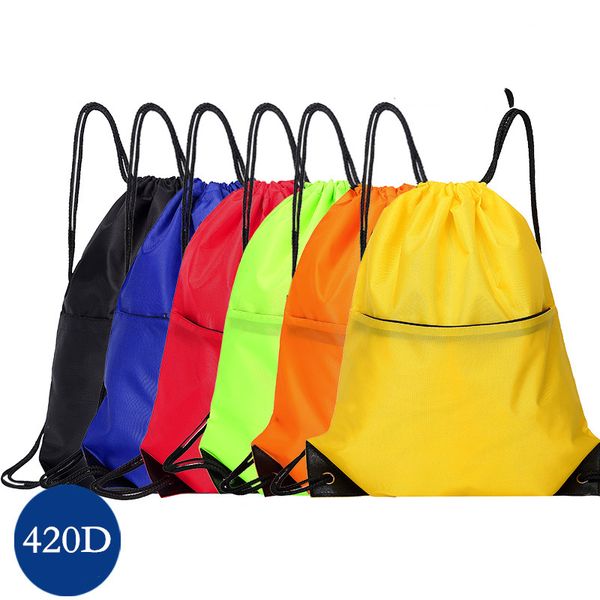 

sports waterproof drawstring bag riding gym backpack student small school bag 420d polyester cloth shoes clothes organizer pack