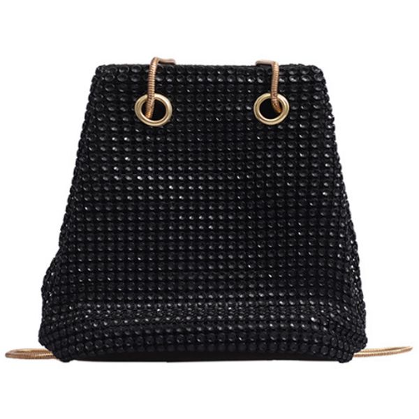 

small fragrance dinner flash drill bucket bag chain shoulder messenger bag black