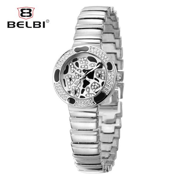 

dot профиль алмазный моды часы марка gold-tone spring band три-pin женщин кварцевые часы, Slivery;brown