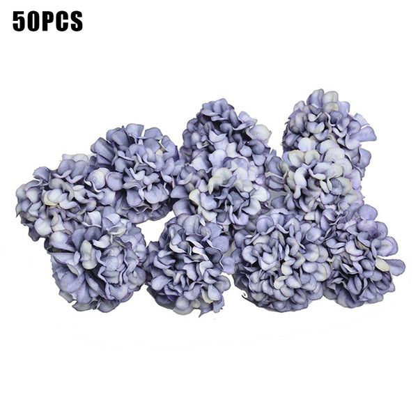 

50pcs home hydrangea heads ornaments party diy easy apply craft practical artificial flowers wedding decor multipurpose silk