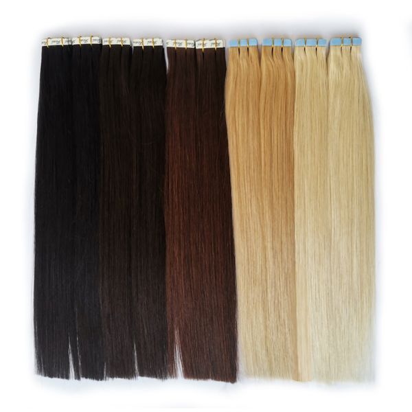 2020 Горячие Невидимый ленты Remy человеческих волос ленты в наращивание волос фабричные Remy Двухсторонний клей 40pcs Factory Цена Дешевые