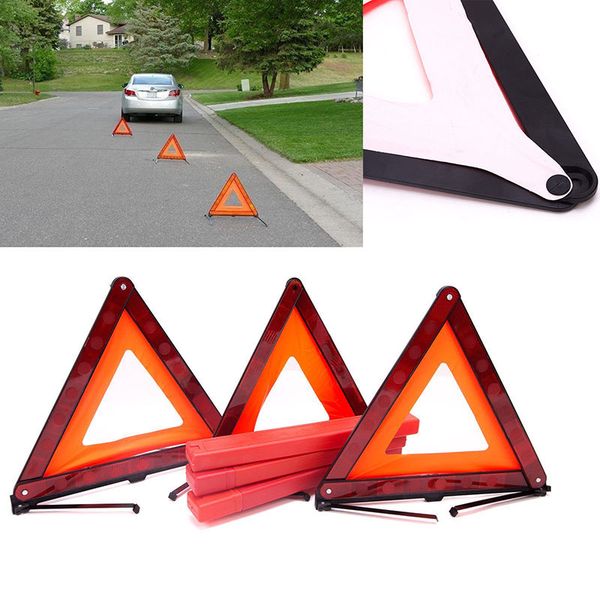 

new 3pcs early warning road safety triangular kit reflective sign emergency signals