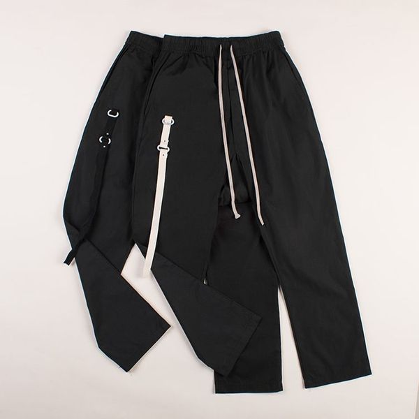 

owen seak men pants gothic men's clothing sweatpants autumn women solid loose pants size xl, Black