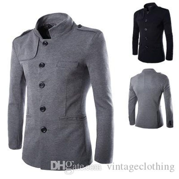 

mens british style blazers spring autumn simple retro fashion tunic men's jackets coats slim multi-pocket men jacket, White;black