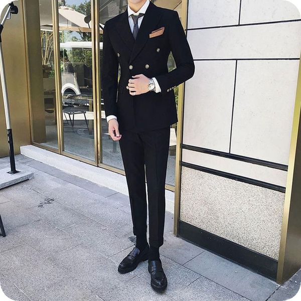 

latest designs black men suit wedding peaked lapel formal business suits groom tuxedos groomsmen wear 2piece man blazers jacket pants, Black;gray