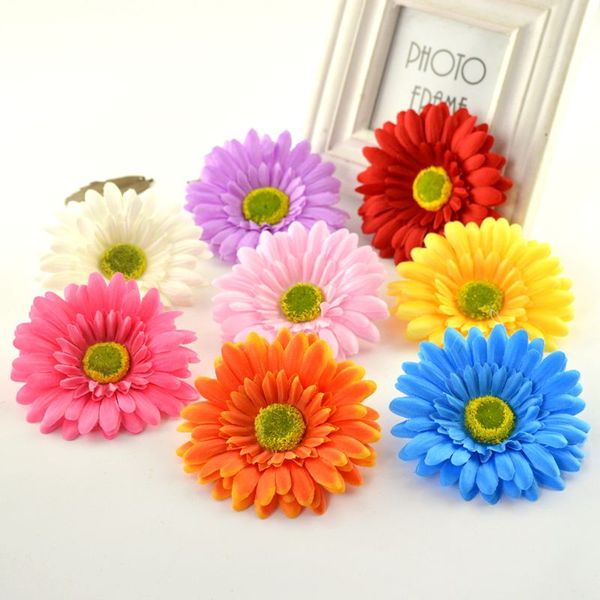 

10pcs artificial gerbera daisy silk flowers heads for home wedding car party decorative diy wreath material festival simulation