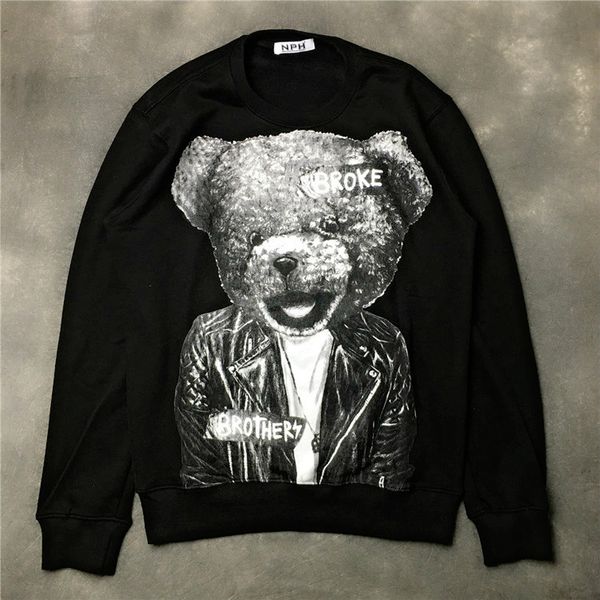 

mens designer hoodies givh10 new fashion brand luxury cartoon bear printed garments around graffiti animals, Black