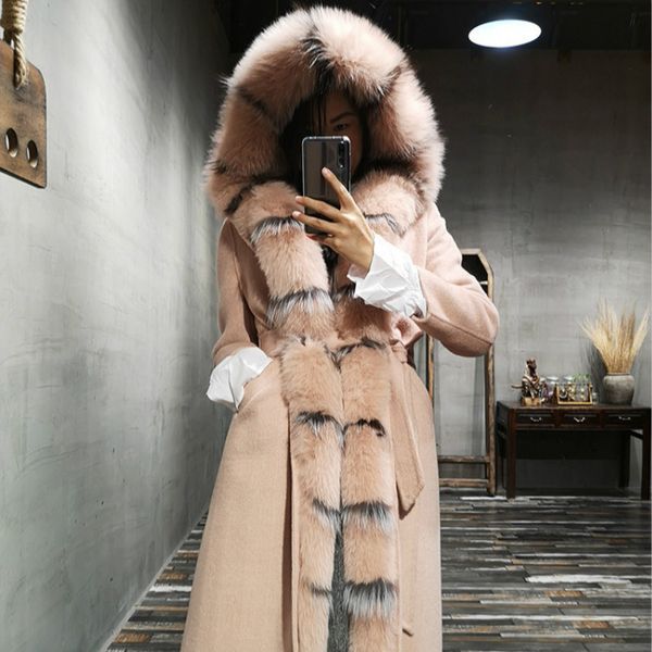 

long real double sided jacket fur liner winter coat women parka abrigos mujer invierno 2020 bl-609 yy786, Black