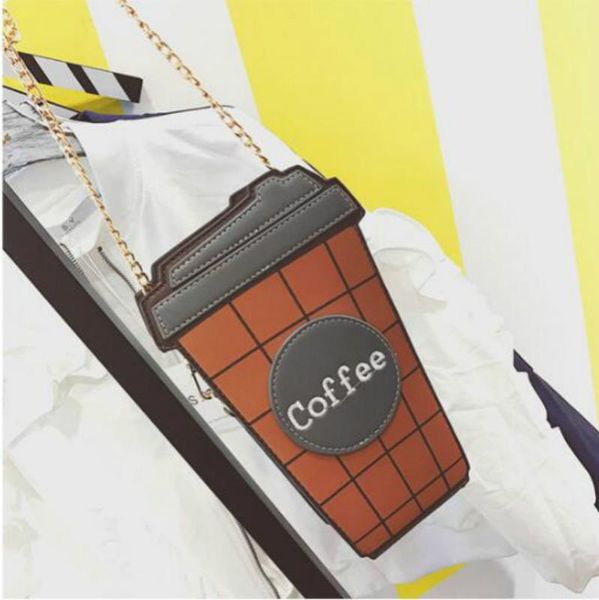 

funny chains coffee cup women shoulder bags designer messenger bag luxury pu leather cute crossbody bag ladies chic small purses