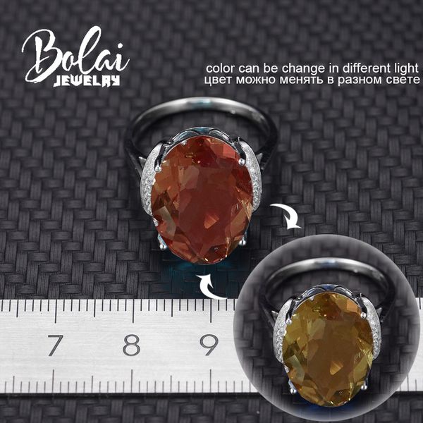 

bolai 18x13mm big diaspore cocktail ring 925 sterling silver color change gemstone zultanite fine rings jewelry for women 2019, Golden;silver