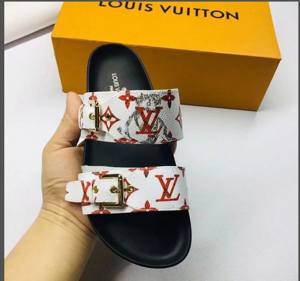 

summer women leather brand award platform desert cool slippers leisure ladies brand slippers eu35 - size 42, Black