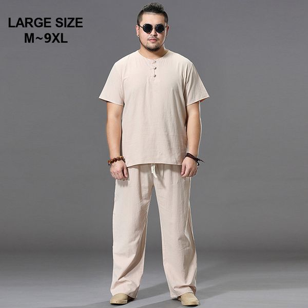 

мужской летний комплект футболки брюки супер большой размер -9xl man casual loose o-образным вырезом с коротким рукавом футболка длинные бр, Gray