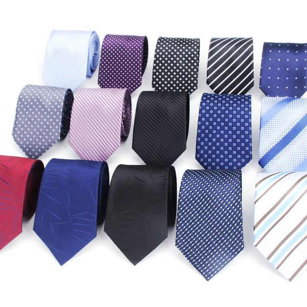 

new design dot plaid jacquard woven silk mens ties neck tie 7cm striped ties for men business suit business wedding party, Blue;purple