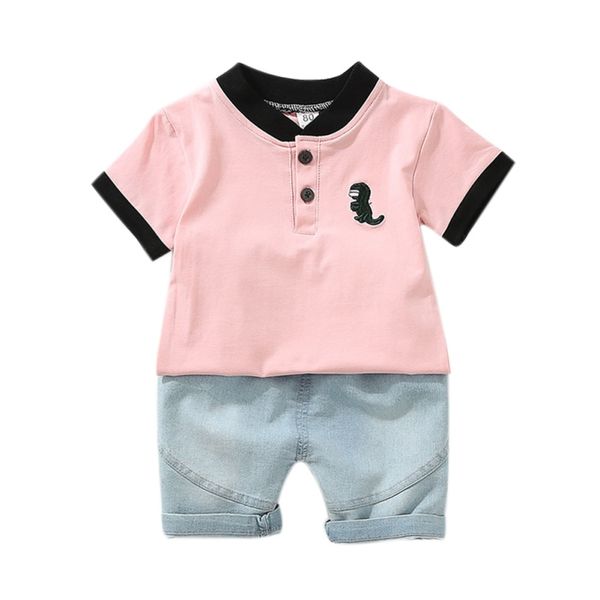 

2020 baby clothes 2pcs children's sets boys casual t-shirt and pants shorts summer casual pullover cute kids boy clothes, White