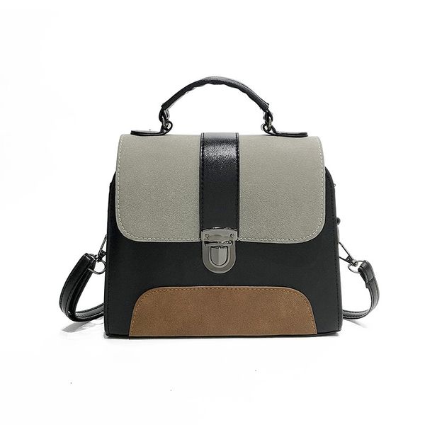 

casual women pu leather sling handbag girls crossbody bag patchwork messenger shoulder bag female gray