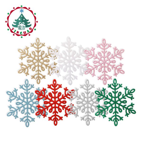 

inhoo fashion christmas ornament 8pcs colorful plastic snowflake xmas birthday party wedding decorration tree window for home
