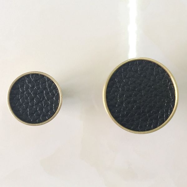 2019 Nordic Solid Brass Cabinet Knobs Pulls Black Leather Kitchen