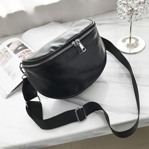 

women's fanny pack fashion solid color pu leather large capacity waist bag leisure travel heuptas