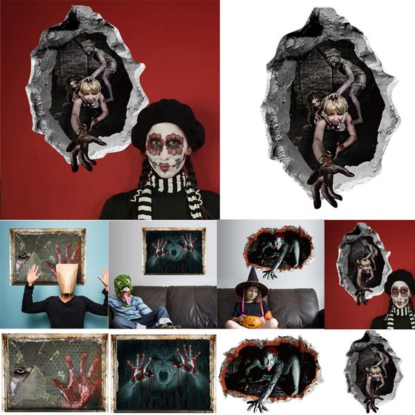 

new 3d horror wall sticker happy halloween household room wall sticker mural decor decal removable for home supplies decoration