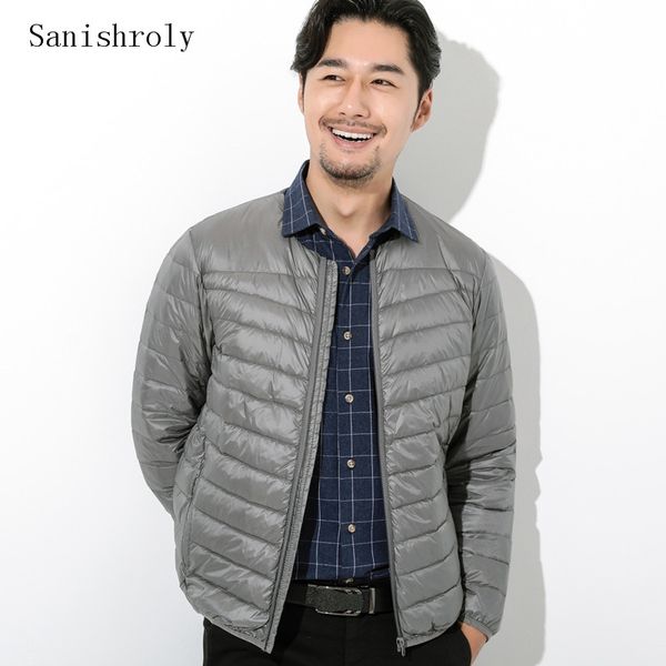 

sanishroly new men's down coat parka autumn winter ultra light white duck down jacket male thin short outwear plus size 3xl s797, Black