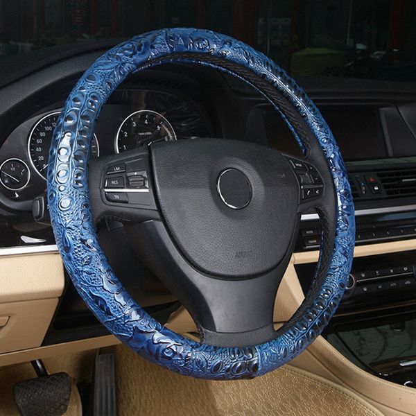

car steering wheel cover leather cool carved covers case 37/38cm for /////kia