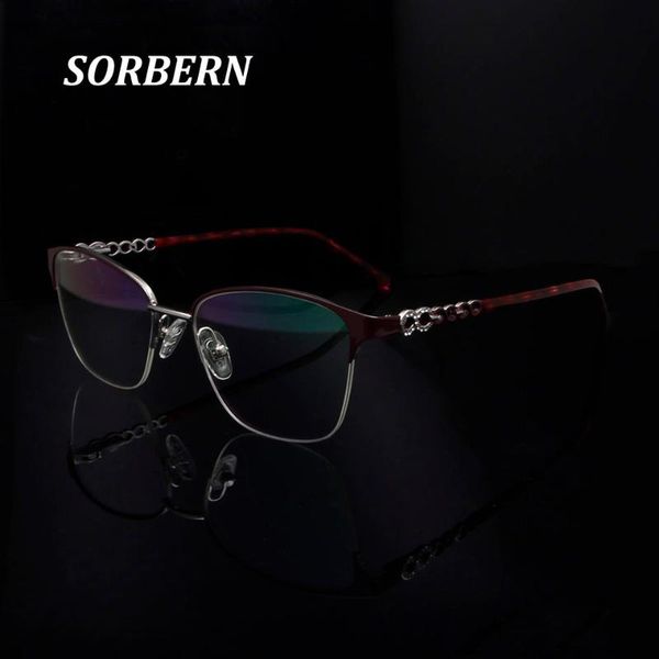 

diamond eye glasses frame for women fashionable spectacle frames ladies clear lens glasses semi rimless eyeglasses oculos, Black