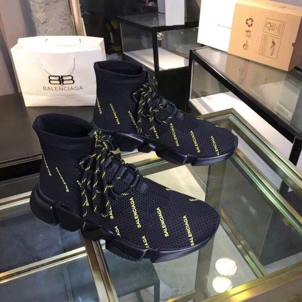 

r luxury casual shoes, fashionable knitted logo socks boots speed clear sole lace-up casual sneakers, size 35-45