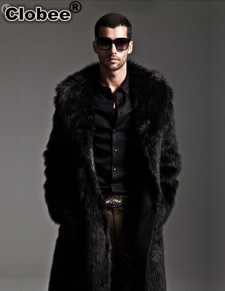

plus size xxxl luxury faux fur coat windbreaker men's long overcoat turn-down collar jaqueta masculina casual winter jacket x890, Black;brown