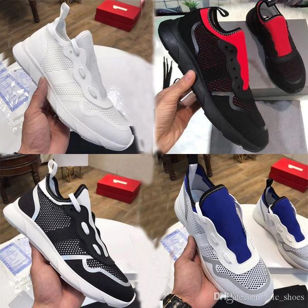 

2019 designer b21 sneaker white technical knit mens trainers luxury women shoes good quality plain sneakers 11colors 3sn243 with box, Black