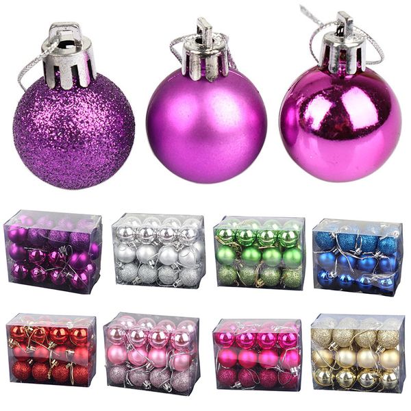 

24pcs/lot christmas tree ball decorations for diy xmas party wedding 3cm ball baubles hanging ornament for home christmas
