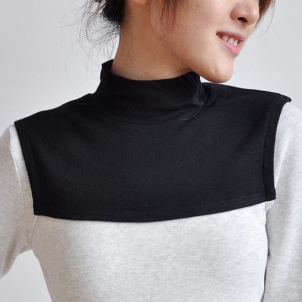 

knitting fake collar islamic hijab extensions neck chest back cover scarf collar fashion solid color clothes accessories, Black;gray