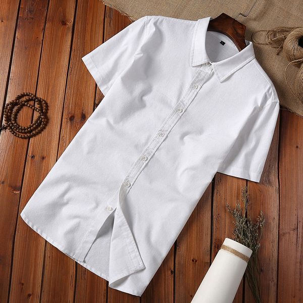 

feitong fashion mens autumn winter button casual linen and cotton short sleeve blouse harajuku men streetwear tee, White;black