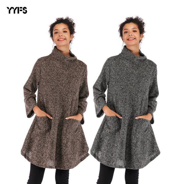 

womens designer sweater high collar ruffled jacket loose large size long sweater, White;black