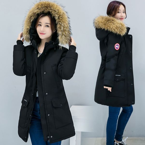 

Autumn and winter new women 039 thick cotton coat lim fa hion large fur collar large ize tudent cotton clothe down padded girl, Black