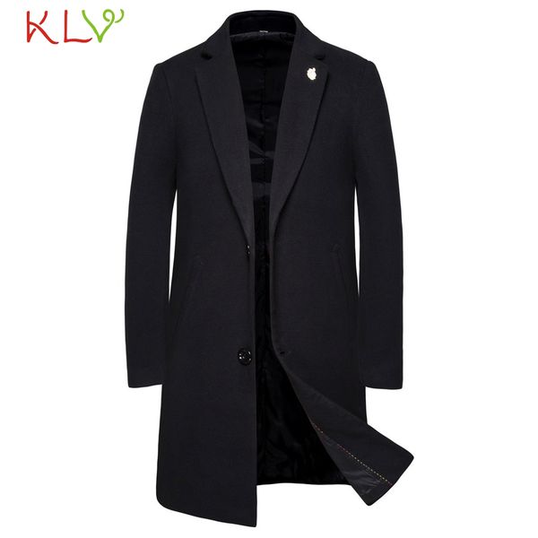 

men jacket winter solid long sleeve business slim long coat buttons windbreaker chaqueta hombre plus size outwear fashion 19jul, Black