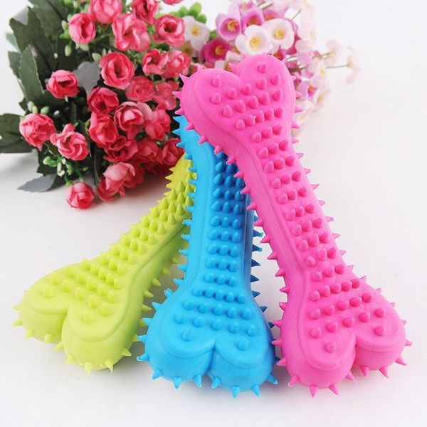 

1pcs blue yellow pink tpr pet toys rubber solid barbed bones dog toys interactive puppy chew toy size 15cm ing