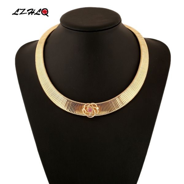 

lzhlq simple circle small flower decoration collar choker statement necklace women 4 colors trendy zinc alloy collares collier, Silver