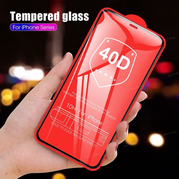 

40d full cover tempered glass for iphone 7 8 6s 6 plus xs max xr x 11 pro max se 2020 screen protector 10h protective glass film