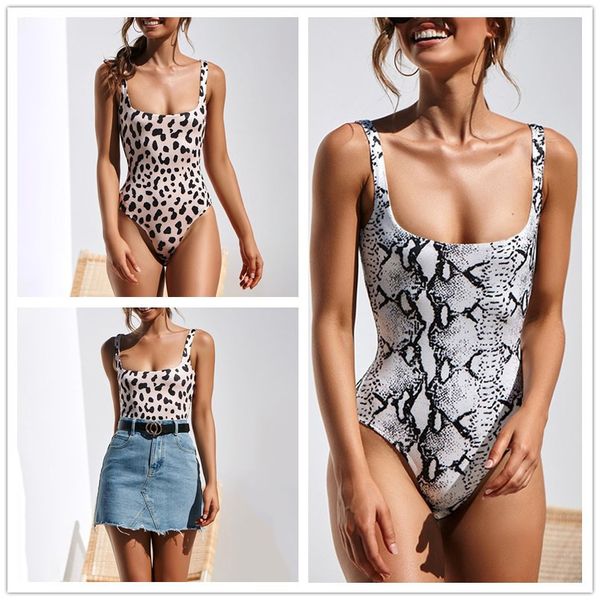 

sexy 2019 женщины купальники one piece купальники push up bodysuit печати leopard snake монокини купальники swim пляжная одежда женский, White;black