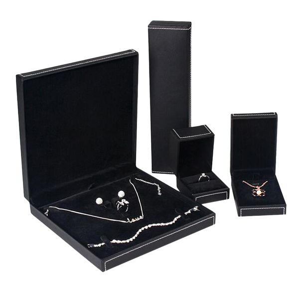 

large jewelry gift box velvet necklace bracelet ring storage for jewelry set for weddingthanksgiving christmas anniversary gift, Black