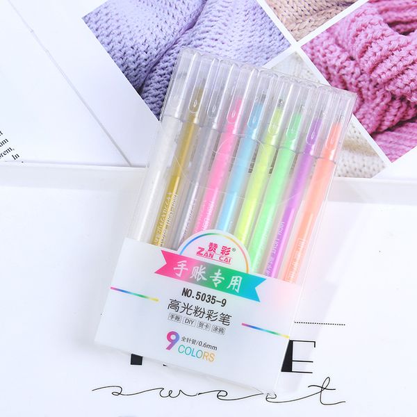

9 цветов радуги цвета gel pen set colorfule симпатичные чернила чайник ручки diy highlighter маркер школа питания товары для офиса