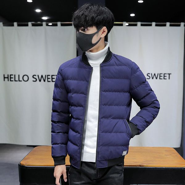 

winter jackets men new brand stand collar male parka jacket mens solid thick warm coats down jacket outerwear male, Black