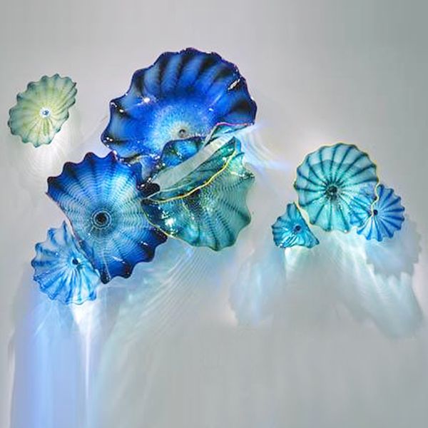 100 mão soprada de vidro molano pendurado placas de parede dale chihuly estilo borossilicate borossilicate arte azul moderno design luz