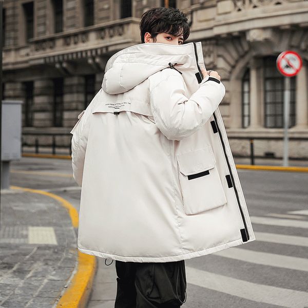 

2019 new fashion autumn winter outwear down jacket men windproof waterproof duck down parka male long thick warm coat, Black