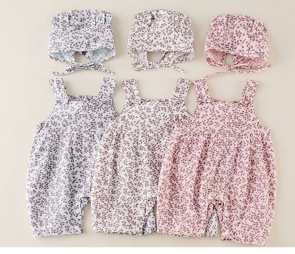 

baby clothing kids Sleeveless romper Flower Print 100% cotton baby romper + hat Baby & Kids Clothing