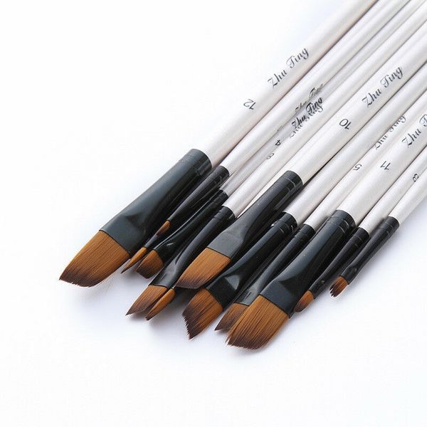 

12pcs/set watercolor gouache paint brushes different shape round pointed tip nylon hair painting brush set art supplies