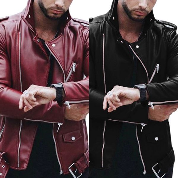 

drop shipping loozykit mens leather jackets coats motorcycle leather jacket men jacket men's stylish slim, Black;brown